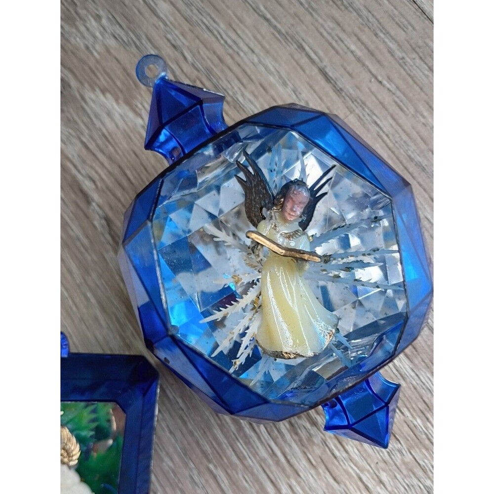 Vintage Jewel Brite 1960's Christmas Tree Ornaments Angels Plastic Diamond Shape - Picture 5 of 16